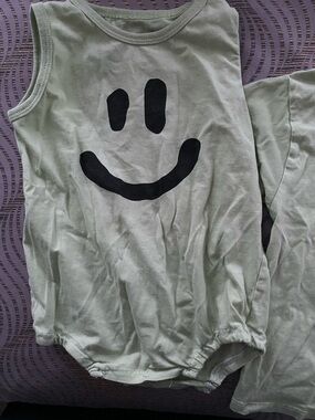 Molo Light Green Smiley Baby Romper